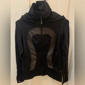 Lululemon (well loved) black high collar/hooded zip up sweater